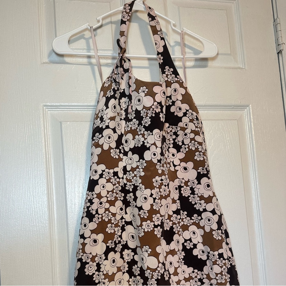 70s flare David Meister 100% silk halter Dress women’s size 2